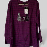 Ulla Popken Long Sleeve Sequin Purr Love Cat novelty long sleeve tee 16 18 Purple Photo 0