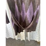 Plenty By Tracy Reese Brown Lavender Argyle Button Down Duster Long Cardigan S Photo 6