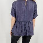 Chan Luu Silk Blend Baby Doll Top in Dark Blue Size M Photo 4