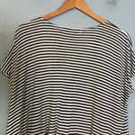 Free People  Beach Striped Black‎ and White Short Sleeve Ruffle Top Photo 6