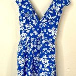 SheIn  Blue Floral Ruffle Romper Small Wrap Tie Sleeveless Summer One-Piece Photo 2