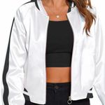 Zeagoo  White and Black Bomber Jacket Photo 0
