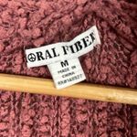 Moral Fiber Cardigan Womens M Pink Open Front Chenille Cozy Minimalist Slouchy Photo 3