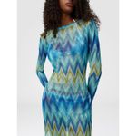 Missoni Long Sleeve Dress in Blue & Green 36 Womens Cover Up Tunic Top Photo 11