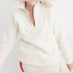 Aerie  Woman’s Dream Sherpa Quarter Zip Cream Sweatshirt: Pockets; size Large Photo 0