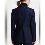 J Brand  Layla Blazer Jacket Womens Small Navy Floral Jacquard Metallic Holiday Photo 13