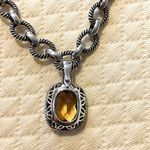 Sterling Silver Faceted Golden Orange Citrine  Open Cable Link Necklace Photo 6