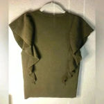 Lucy Paris  ruffle olive green sleeveless lightweight sweater sz S NWT Photo 1