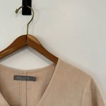 209wst38 Midi Tan Suede Like Pocket Dress Women’s Size Small Modern Classic Chic Photo 3