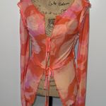 Sunset Color Mesh Top With Bell Like Sleeves Pink Size M Photo 0