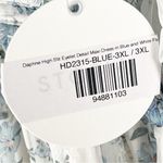 Storia  Daphne Blue White Floral High Slits Eyelet Detailing Maxi Dress Size 3XL Photo 4