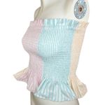 Petersyn Marianna Tutti Smocked Ruffle Tube Top Womens Small Striped Beach NWT Pink Photo 3