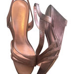 London Fog  Collection Black Embellished Wedge Sandals Slingback Heels size 10 Photo 0