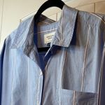 American Eagle Shirt Striped Button Down M Women's Sz S Blue White Long Sleeve # Photo 3