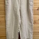 Chico's Size 3/16 Linen Ladder Trim Pull On Cropped Straight Leg Pants Breathable Photo 0