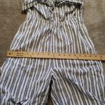 Aerie  Small Size S Blue White Pinstripe Jumpsuit Sleeveless Pockets Bow Photo 3