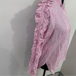 Greysn Red And White Striped Ruffled Long Sleeves Ruffled Shirt Size S Photo 3