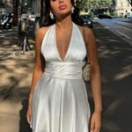 ZARA dress mini halter White satin Bow wedding party coctail bridal shower Photo 0