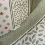 Vintage Scarf Scribble‎ Print Sheer White Small Print Rectangular Olive Green Photo 5