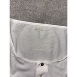 Garnet Hill  cuffed sleeves‎ white cotton henley button blouse Small Photo 6