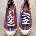 Coach  Barrett Plaid Red &‎ Purple Patent Leather Sneaker Women's Size 7.5 Photo 0