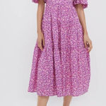 Hyacinth House Floral Estella Midi Dress Pink Purple Women’s Size Medium Photo 0