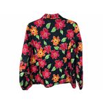 Laura Ashley  Blazer Jacket Large Women Black Zip Collared Polka Dots Floral Photo 1