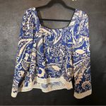 Nicole Miller  Blue Floral Top Size‎ Medium Photo 1