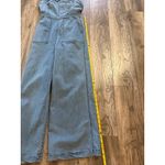 e.ssue Denim Jumpsuit Wide Leg Ruffle Strap Light Wash Small Blue Photo 5