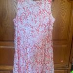 Perceptions  Orange and White Leaf Print Lace lined Dress Photo 3