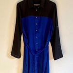 Black and Blue Button Down Shirt Dress Size L Photo 1