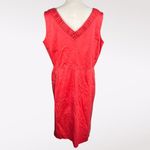 Tahari Arthur S. Levine Papaya Sleeveless Shift Dress V-Neck Size 16 Photo 5