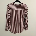 Velvet Heart  Rayon Striped Button Down Blouse, Soft Rose & White, Size M Photo 8