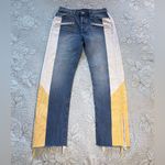 Levi's LEVI’S Premium Moto Color Block Crop Raw Edge Button Fly Jeans Sz 27/28🧡 Photo 12