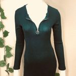 Heart and Hips Heart Hips Green Sweater Henley Dress Photo 3