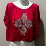 Free People  tan embroidered open back blouse Photo 1