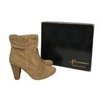 B Makowsky Natural Tan Suede Leather Pull On Stacked Heel Ankle Boots Womens 7 Photo 0