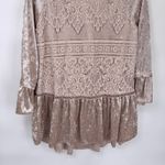 easel  Tunic Top Womens M Pink Velvet Lace Boho Hippie Coquette Fairy Romantic Photo 2