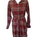 American Eagle Flannel Shirt Dress XS Plaid Grunge Fall Preppy 90s Rust Western Photo 0