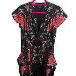 City Chic Dress And Blazer Womens Extra Small 14 Black Floral VNeck Tunic Photo 4