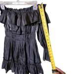 Vietnamese Mini Dress Off Shoulder Tiered Ruffle Long Sleeve Señorita Black Size XS Photo 5