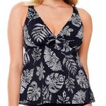 Swim solution leaves underwire tankini swim top Black Size 16W Photo 0