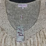 Pretty Angel Womens Crochet Linen Blend Cream Fringed Tank Top Tassels NWT Photo 4