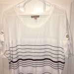 Women’s Sweater Short Sleeve Shirt Ruched Sides 1X White Photo 5