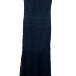 Tadashi Shoji Navy Blue Lace Bateau Off the Shoulder Mermaid Gown Dress Size 4 Photo 0