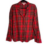Victoria's Secret Victoria’s Secret Red Plaid Flannel Button Down Sleep Shirt Sz Large Photo 0