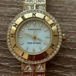 Anne Klein  Gold Plated Rhinestone Bling Watch Water Resistant Logo Face 7” Dress Photo 0