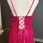 Women’s Pink Sequined Short Homecoming Party Dress Ruffle Hem CorsetBack Size 12 Photo 4