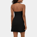 Halara Softlyzero Plush Halter Ruched Backless Split Hem Mini Active Dress NWT Photo 1