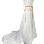 Classics by Eden Womens Wedding Gown Dress Strapless Lace and Jeweled Size 8 Tan Photo 0